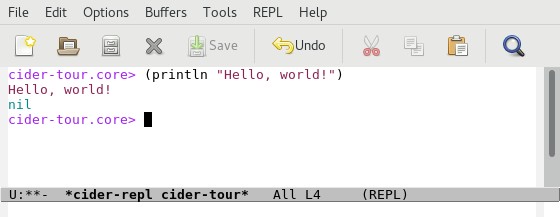 REPL Screenshot - Hello, world!